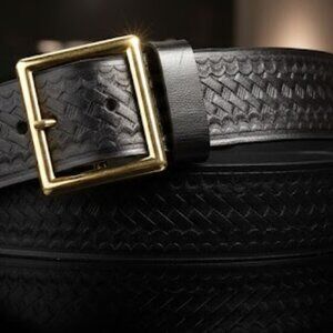 Boston 6505 40" Leather Black Belt Police Duty Belt High Gloss Woven